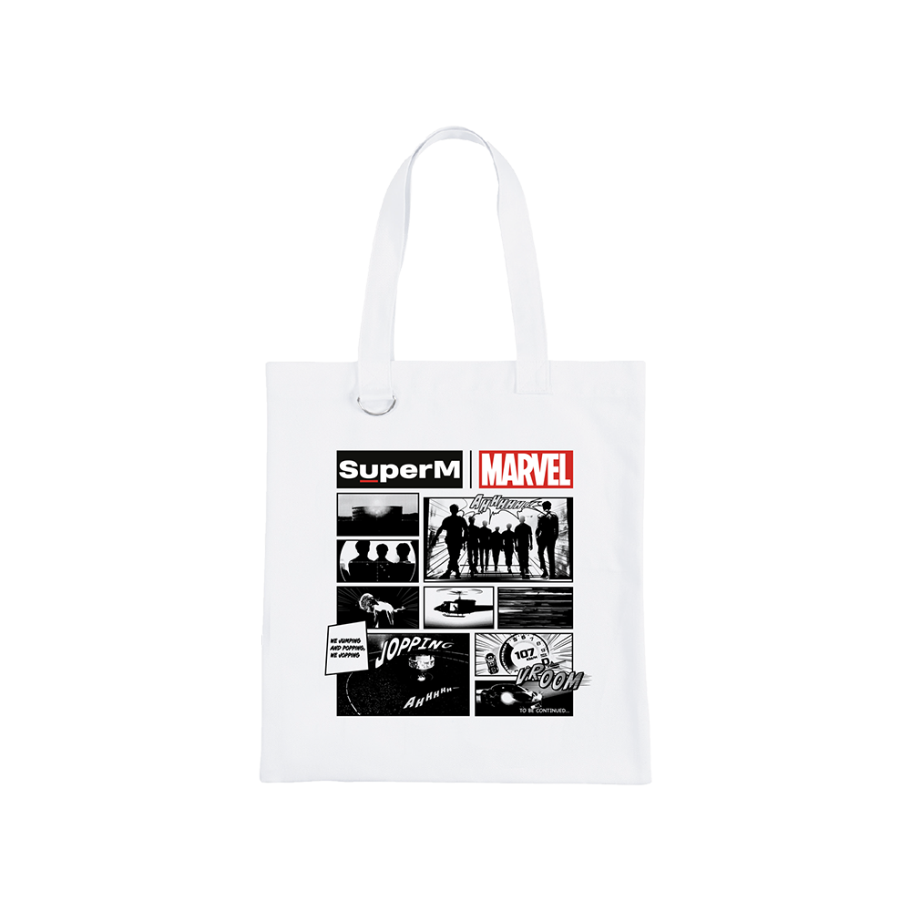 SuperM X MARVEL Cartoon Print Tote Bag + Digital Album